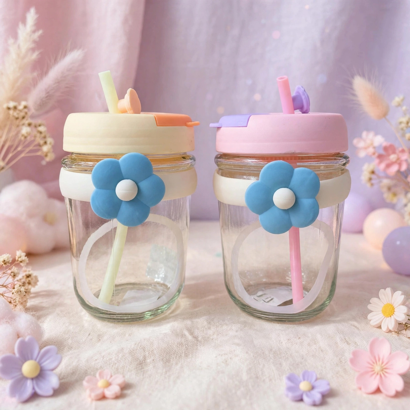 Glass Sipper Jar with Straw